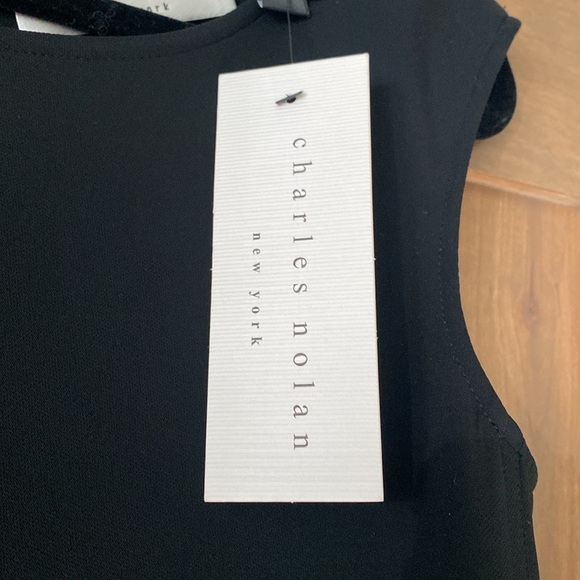 NWT Charles Nolan NY Sheath Dress Womens 8 Black Cap sleeves Pockets Simple Chic - Picture 4 of 8